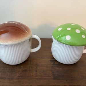 Mushroom Mugs - Brown and Green (Set of 2)